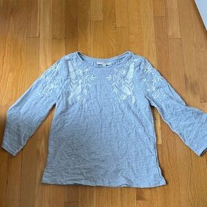 Gray Embroidered With 3/4 Bell Sleeves